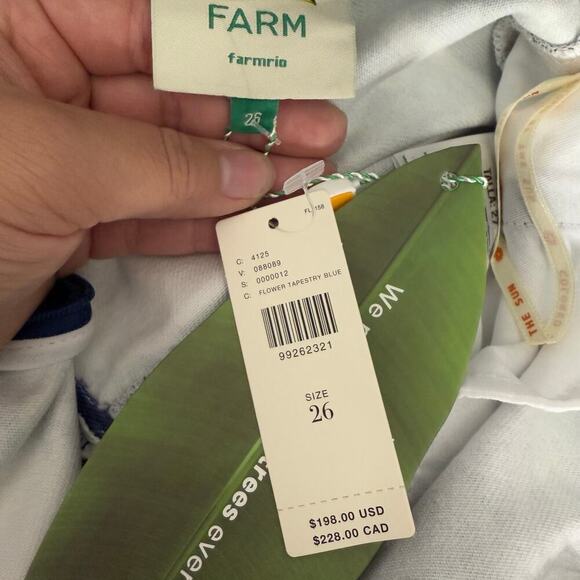 NWT Farm Rio Navy Blue Flower Tapestry Shorts, 26 - Picture 5 of 7